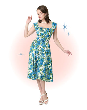 Robe Barbara Florale Bleue