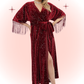 Vestido Burdeos con Estrellas Plateadas y Flecos