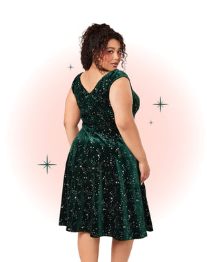 Robe Estelle Étoilée Velours Vert