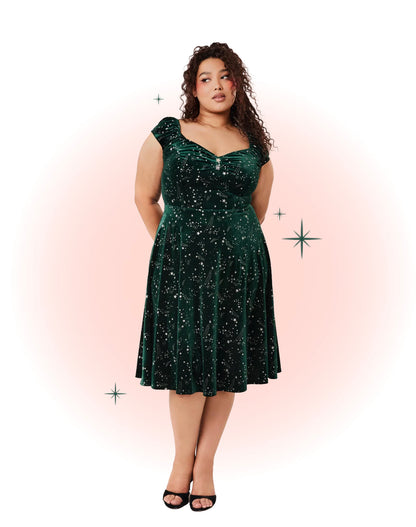 Robe Estelle Étoilée Velours Vert
