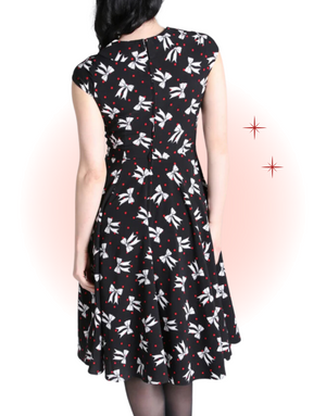 Black Bobbie Flared Midi Dress
