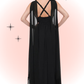 Vestido largo negro con flecos