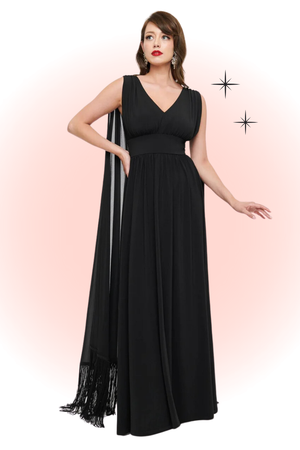 Robe Maxi Noire Avec Franges