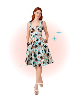 Robe Évasée panthère Aqua
