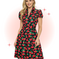 Robe Retro Fraise évasée Noir