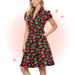 Robe Retro Fraise évasée Noir