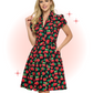 Robe Retro Fraise évasée Noir