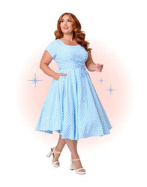 Robe Évasée Lola Vichy Bleu