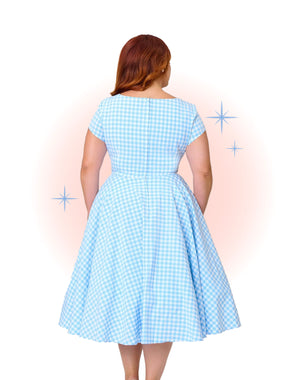 Robe Évasée Lola Vichy Bleu