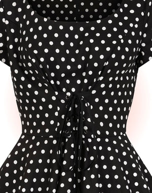 Robe Évasée Lola à Pois Noire