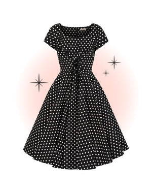 Robe Évasée Lola à Pois Noire