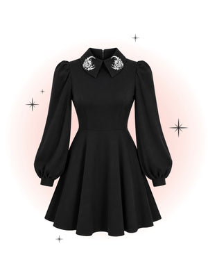 Robe MoonFlower noire avec col