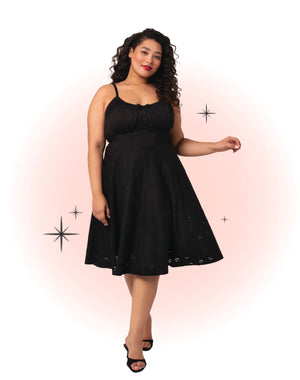 Robe Évasée Sammy Jo Broderie Anglaise Noire