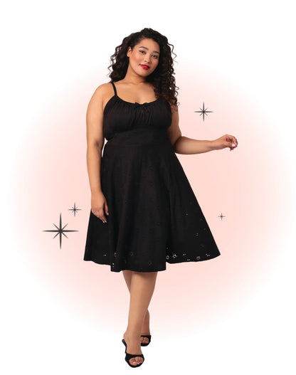 Robe Évasée Sammy Jo Broderie Anglaise Noire