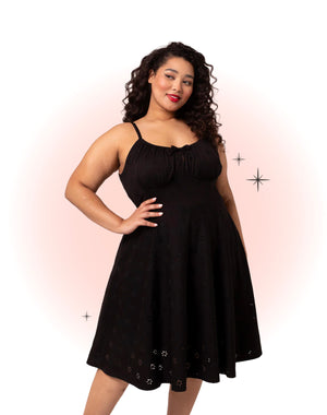 Robe Évasée Sammy Jo Broderie Anglaise Noire