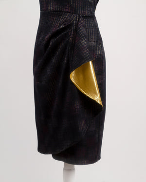 Navy and Gold Secret Star Fitted Dress