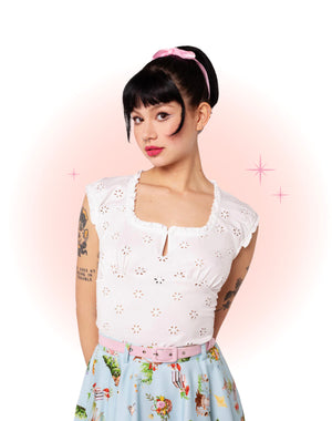 Top Sammy Jo Broderie Anglaise Blanc