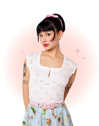 Top Sammy Jo Broderie Anglaise Blanc