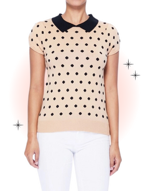 Beige and Black Polka Dot Knit