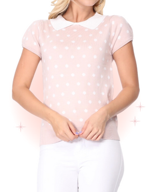 Blush and Ivory Polka Dot Knit
