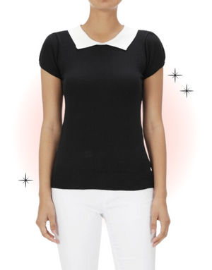 Black and Ivory Contrast Knit