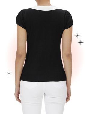 Black and Ivory Contrast Knit