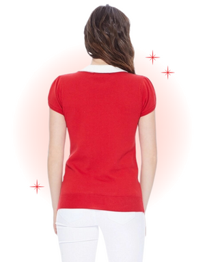 Red and Ivory Contrast Knit