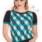 Tricot Darts And Checks Turquoise et noir