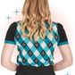 Tricot Darts And Checks Turquoise et noir