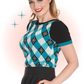Tricot Darts And Checks Turquoise et noir