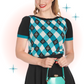 Tricot Darts And Checks Turquoise et noir