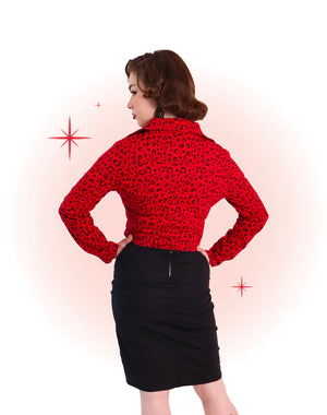 Veste Léopard Coeur Rouge et Noire