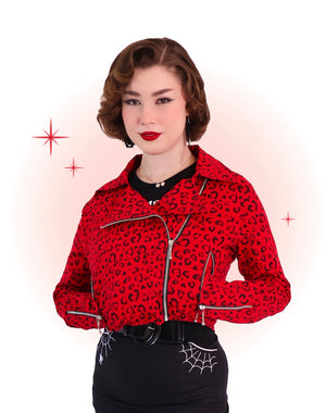 Veste Léopard Coeur Rouge et Noire