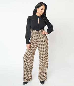 Pantalon Thelma Noir et Beige Avec Bretelles  XS