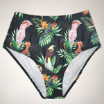 Black-Bikini-Bottom-High-Waist-Parrot-Vintage-Retro