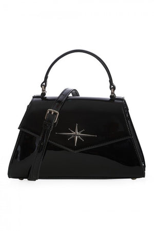 Black-Dance-The-Night-Away-Handbag-Pinup-Banned-Apparel-Rockabilly-Retro-Vinyl-Metallic-Atomic-Star