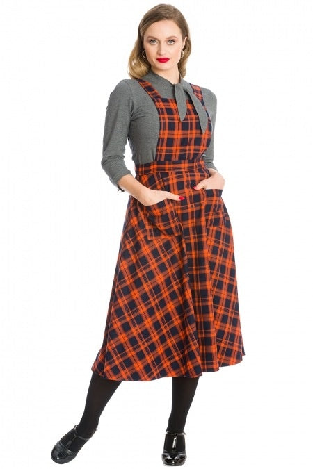 Jupe Pinafore Miss Spook Orange Et Noir S