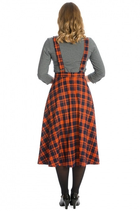 Jupe Pinafore Miss Spook Orange Et Noir L