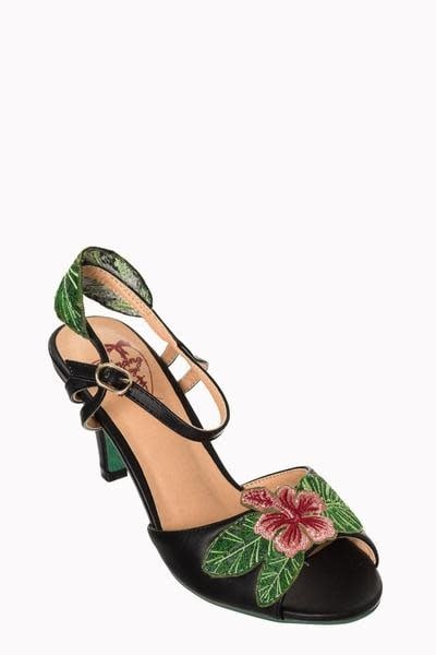 Black-Sandales-Flowers-Tropical-Tiki-Vintage-Retro