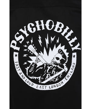 Black-White-Psychobilly-Bowling-Shirt-Short-Sleeves-Cuban-Cut-Chet-Rock-Vintage-Rockabilly-Alternative