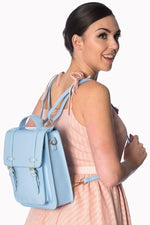 Blue-Cohen-Hand-Bag-Back-Pack-Removable-Shoulder-Straps-Pinup-Light-Powder-Baby-Blue