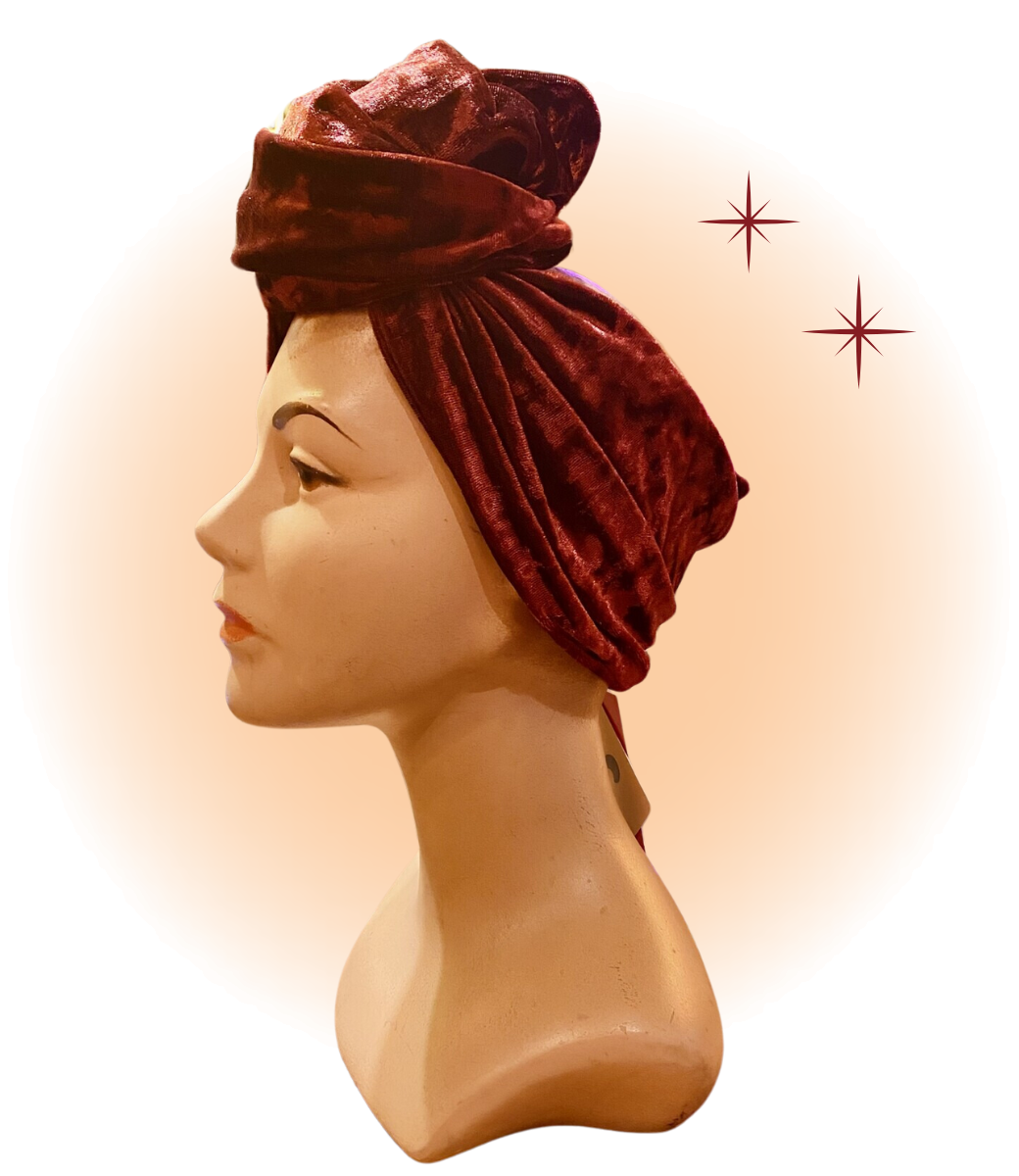 Booty Jones Turban Extra-Large Bourgogne Velour