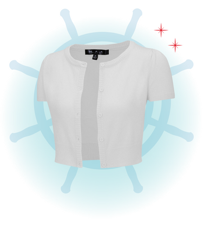 Cardigan Manches Courtes Col Rond Blanc  S