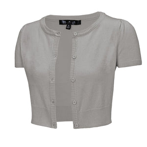 Cardigan Manches Courtes Col Rond Gris  S