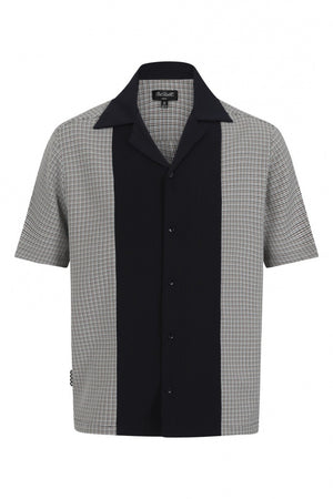 Chemise-Rétro-Joe-Homme-Bleu-Gris-Chet-Rock-Coupe-Cubaine-Rockabilly-Vintage-Chemise-Bowling