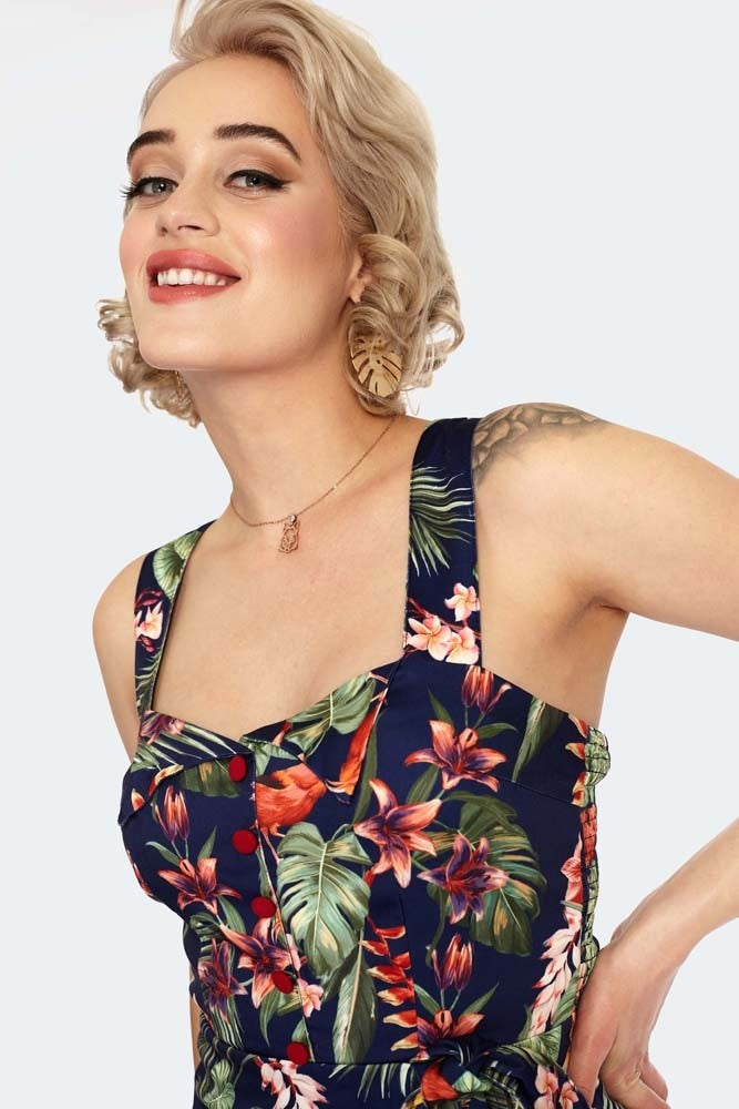 Robe Porte-Feuille Bleue Tropical M