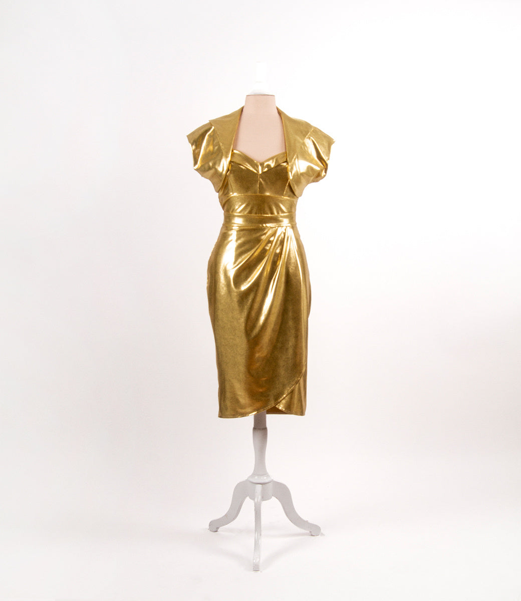 Gold Set - Dress - Queen Of The MainBolero de Ville Gold, Bolero chic, veste chic, gold , veste courte gold, pinup top golds, Queen Of The Main