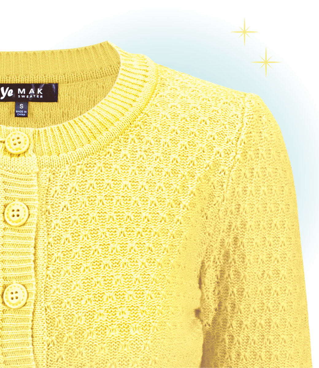 Cardigan Crocheté Col rond Jaune Bébé  M