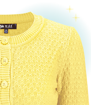 Cardigan Crocheté Col rond Jaune Bébé  M