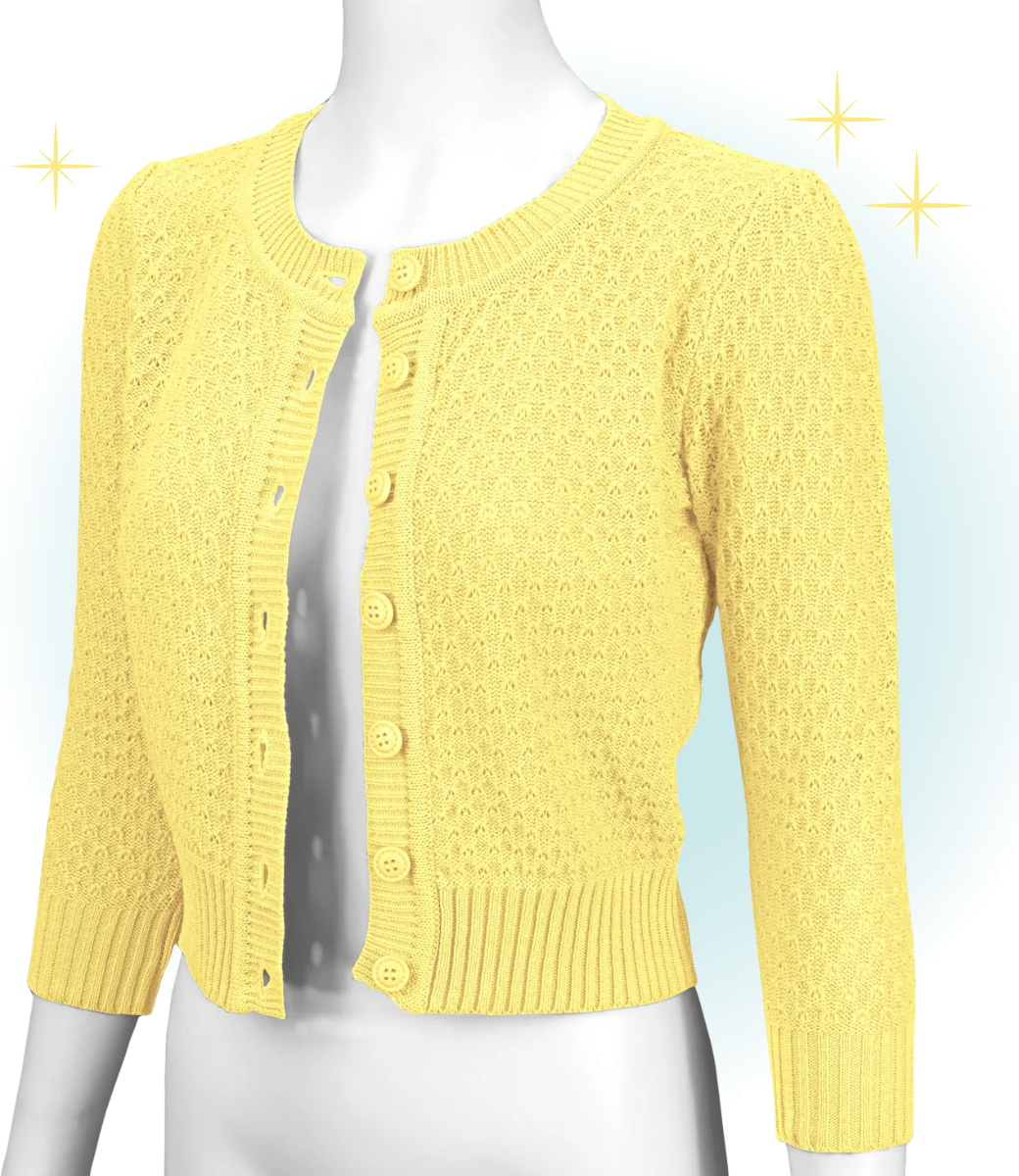 Cardigan Crocheté Col rond Jaune Bébé  L